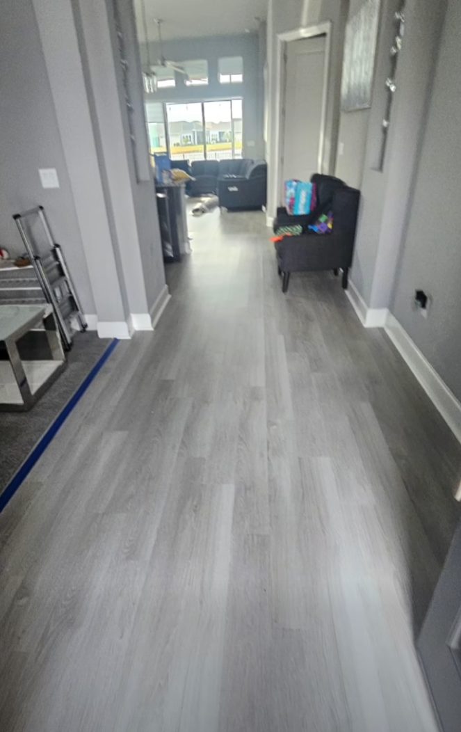 Gray vinyl hallway flooring