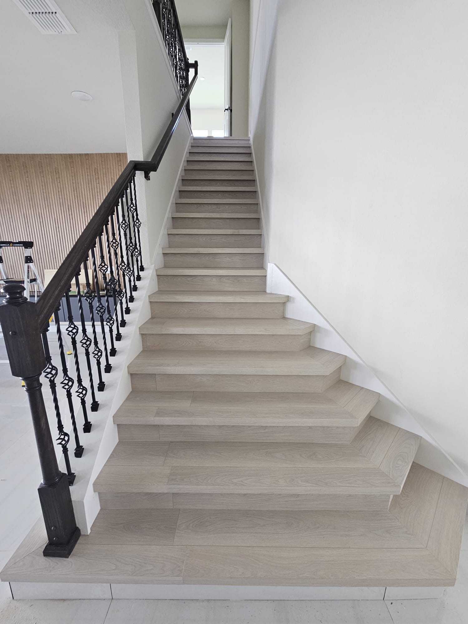 Hardwood staircase installation